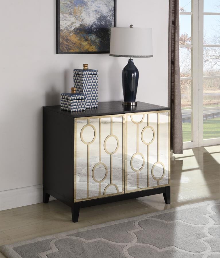 Lindsey 2-door Rectangular Server Black and Gold
