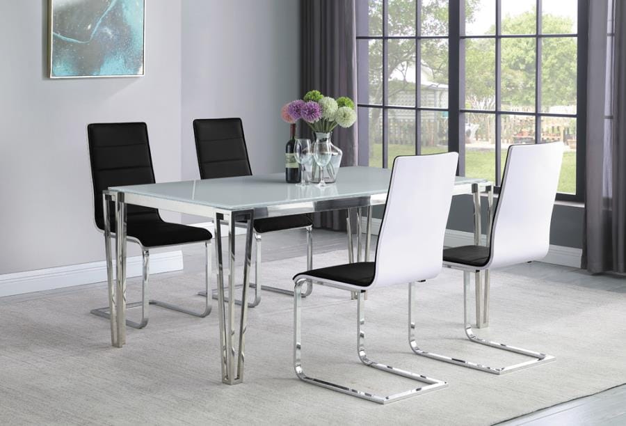 Pauline Rectangular Dining Table with Metal Leg White and Chrome