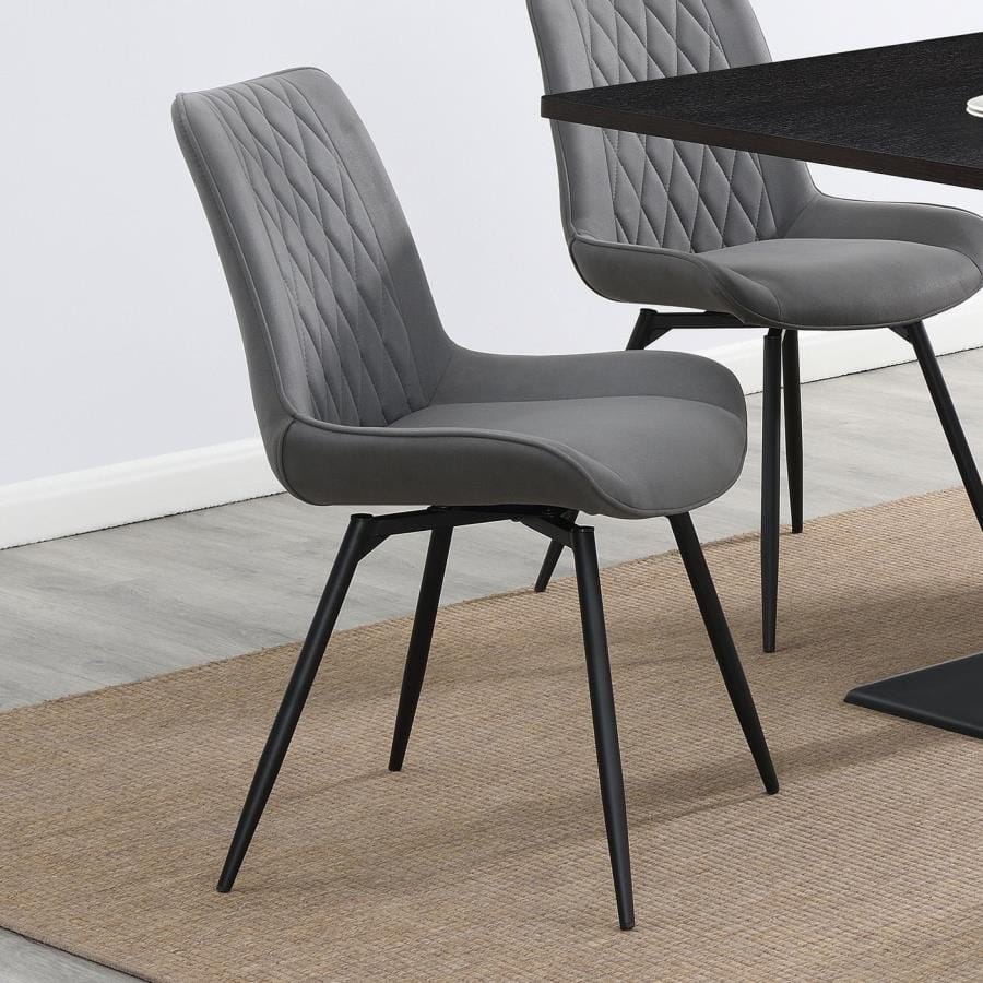 Diggs Upholstered Tufted Swivel Dining Chairs Grey and Gunmetal (Set of 2)