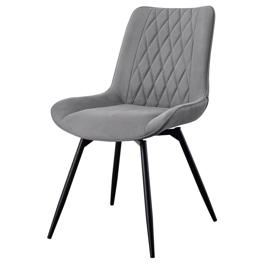 Diggs Upholstered Tufted Swivel Dining Chairs Grey and Gunmetal (Set of 2)