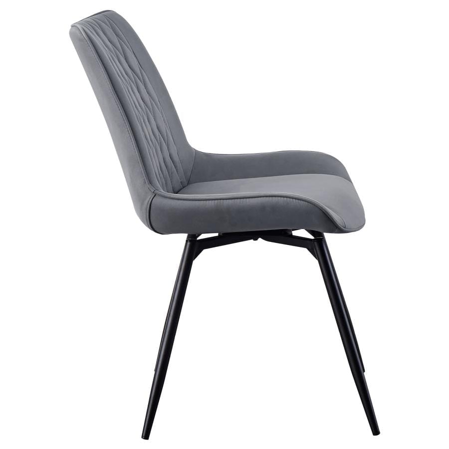 Diggs Upholstered Tufted Swivel Dining Chairs Grey and Gunmetal (Set of 2)
