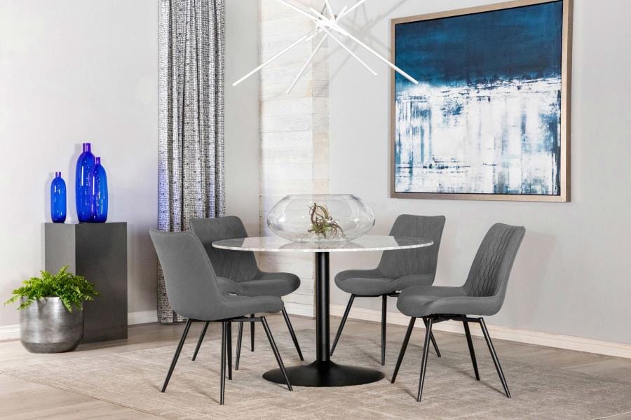 Diggs Upholstered Tufted Swivel Dining Chairs Grey and Gunmetal (Set of 2)
