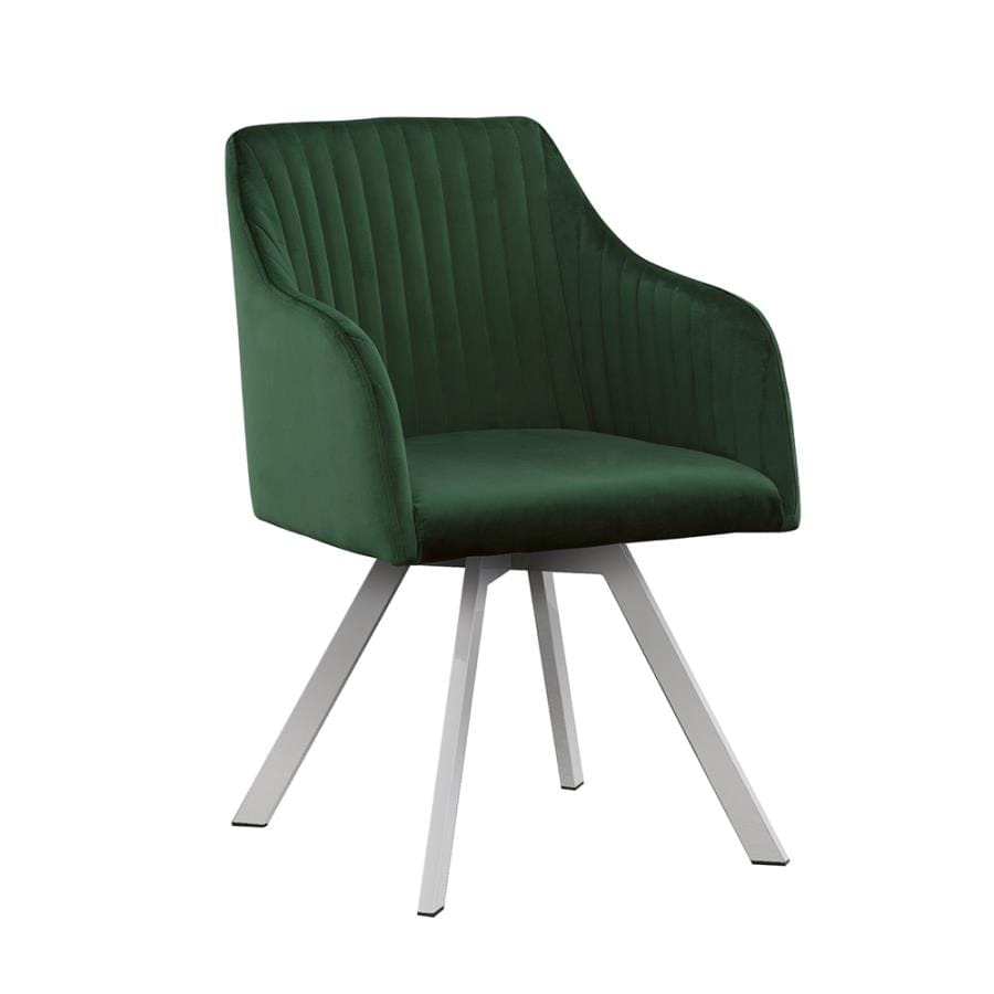 Veena Channeled Back Swivel Dining Chair Green