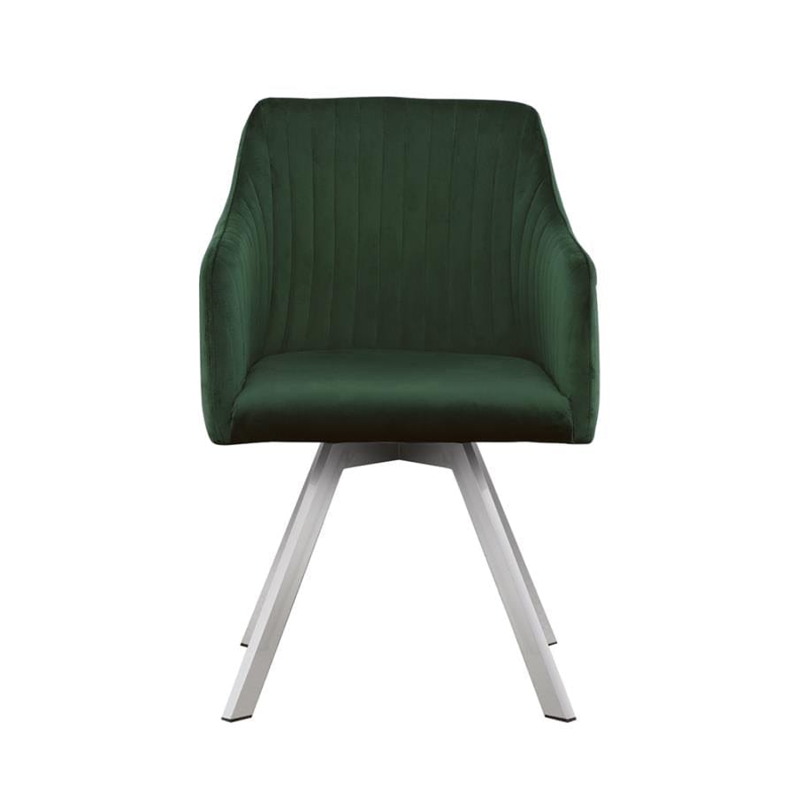 Veena Channeled Back Swivel Dining Chair Green