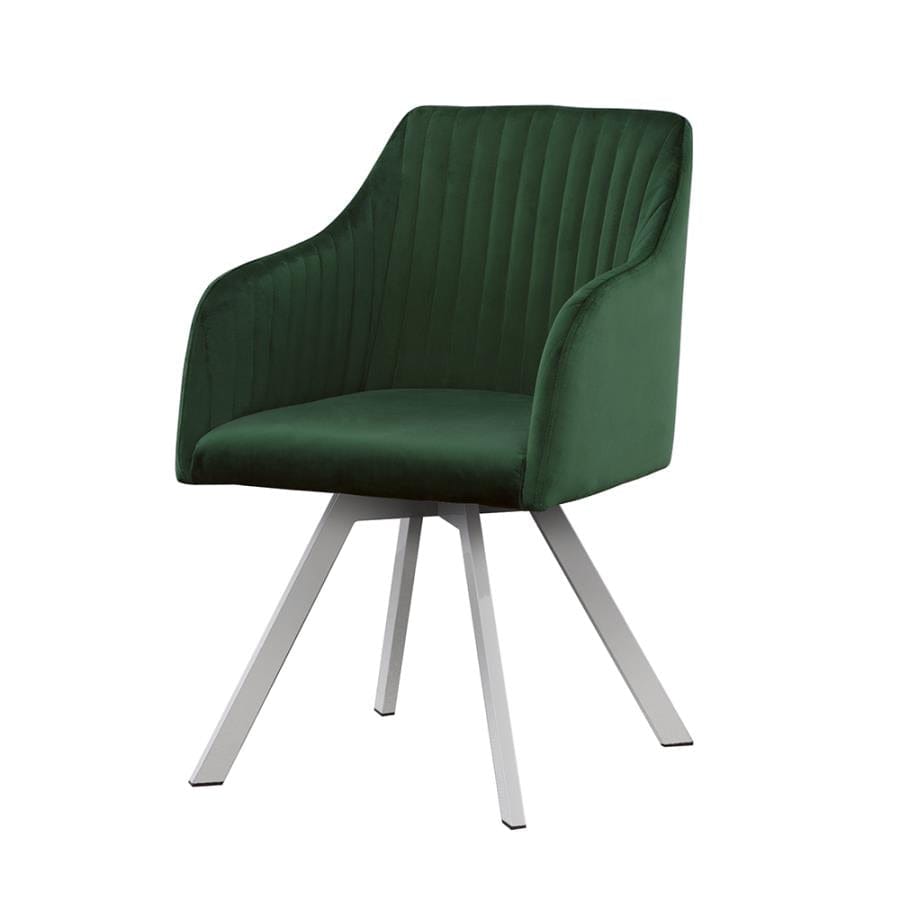 Veena Channeled Back Swivel Dining Chair Green