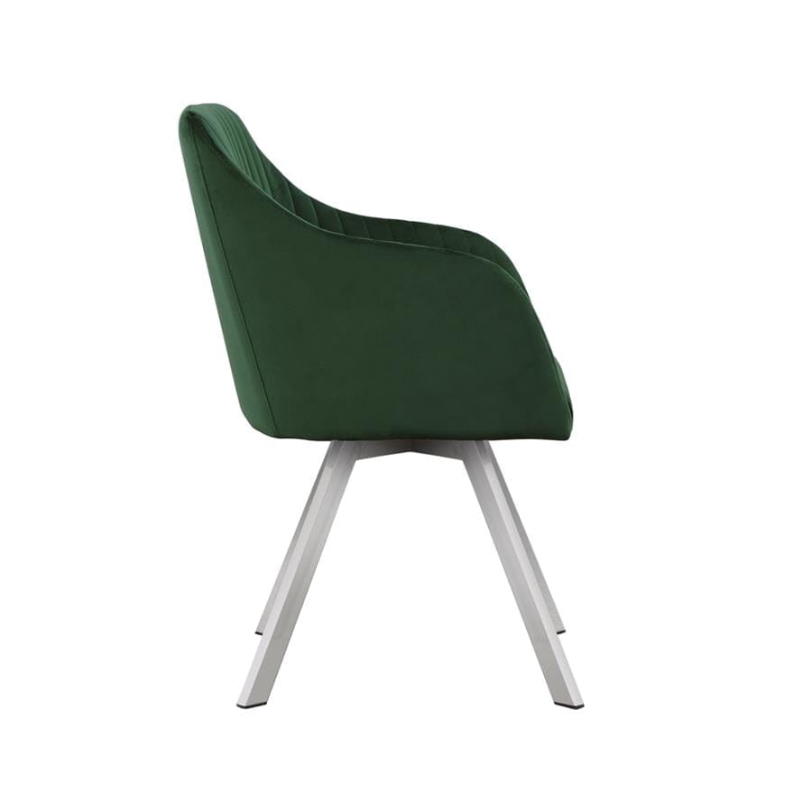 Veena Channeled Back Swivel Dining Chair Green