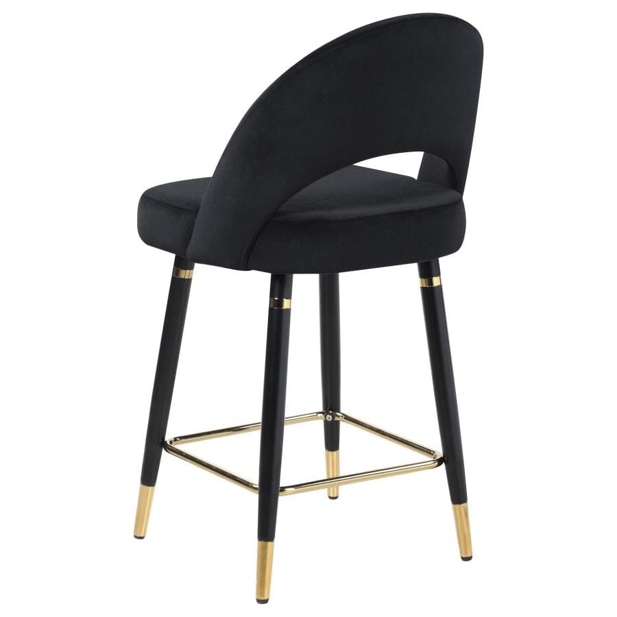 Reyes Arched Back Upholstered Counter Height Stools Black (Set of 2)