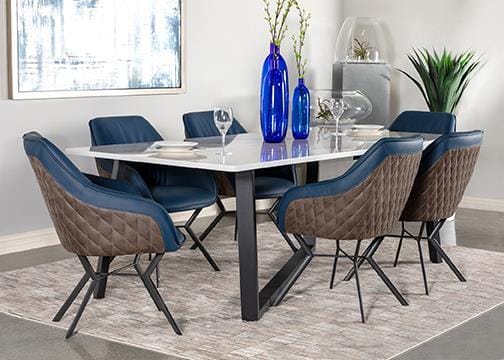 Trevon Upholstered Tufted Side Chairs (Set of 2) Blue and Brown