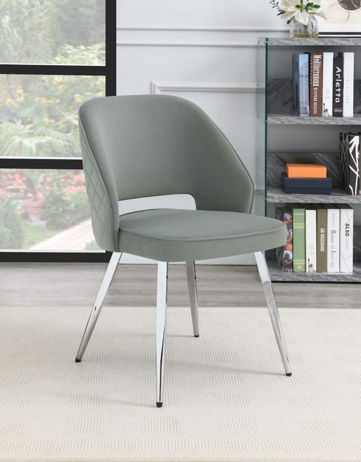 Hastings Upholstered Dining Chairs with Open Back (Set of 2) Grey and Chrome