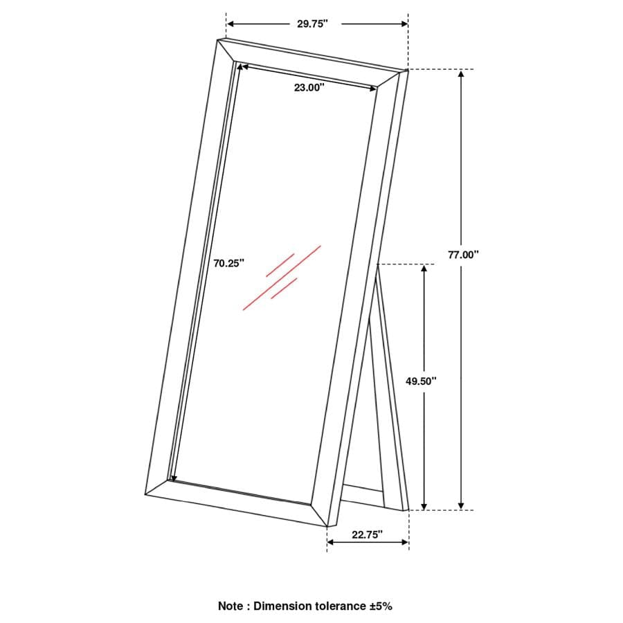 Phoenix Rectangular Standing Floor Mirror Black