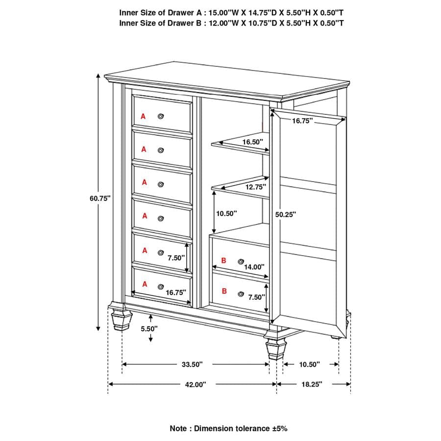 Sandy Beach 8-drawer Door Chest Storage Buttermilk