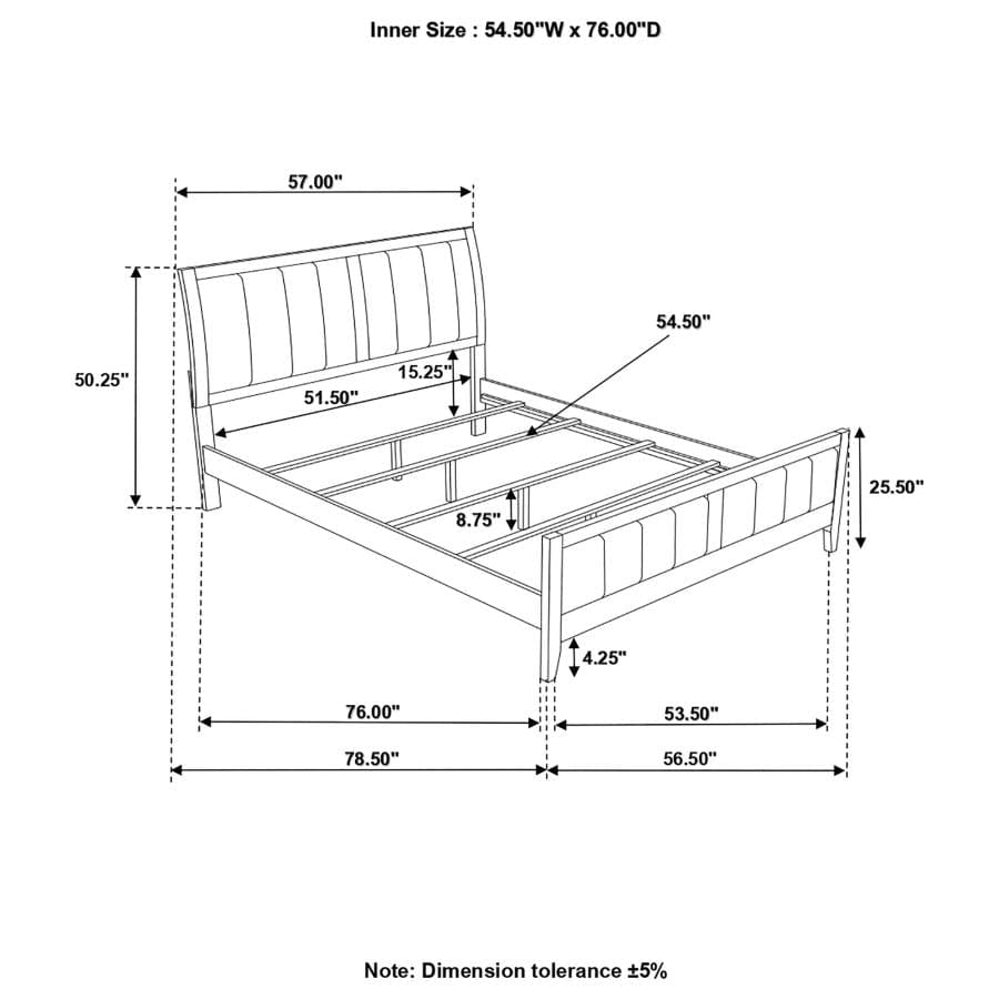Carlton Full Upholstered Panel Bed Cappuccino and Black