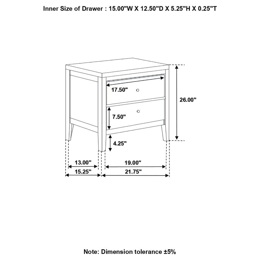 Carlton 2-drawer Rectangular Nightstand Cappuccino