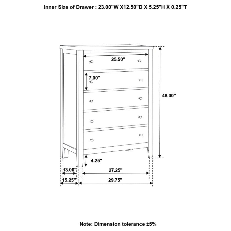 Carlton 5-drawer Rectangular Chest Cappuccino