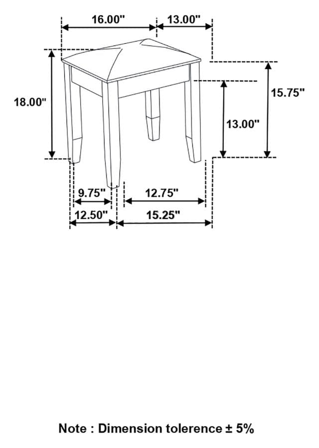 Barzini Upholstered Vanity Stool Metallic and White