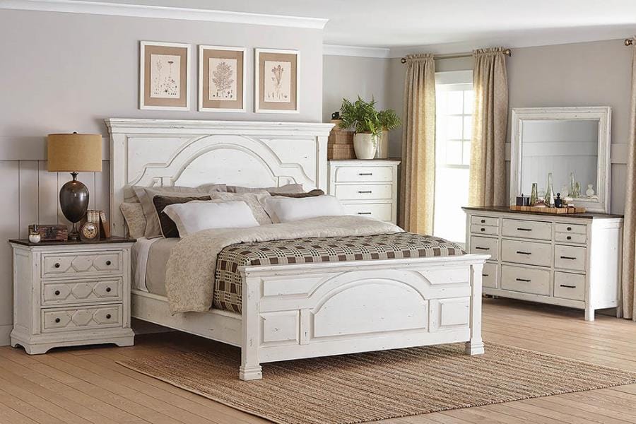 Celeste California King Panel Bed Vintage White