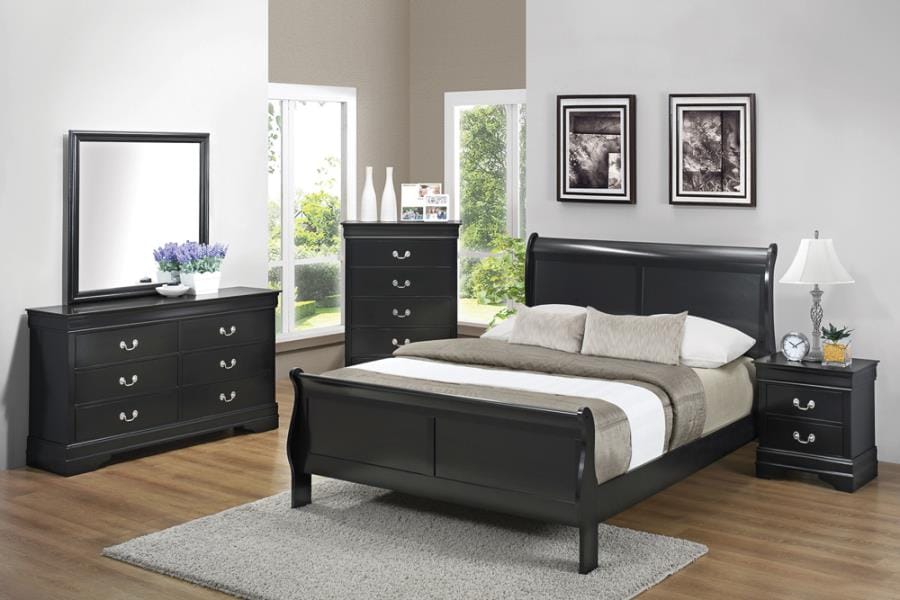 Louis Philippe Full Panel Sleigh Bed Black