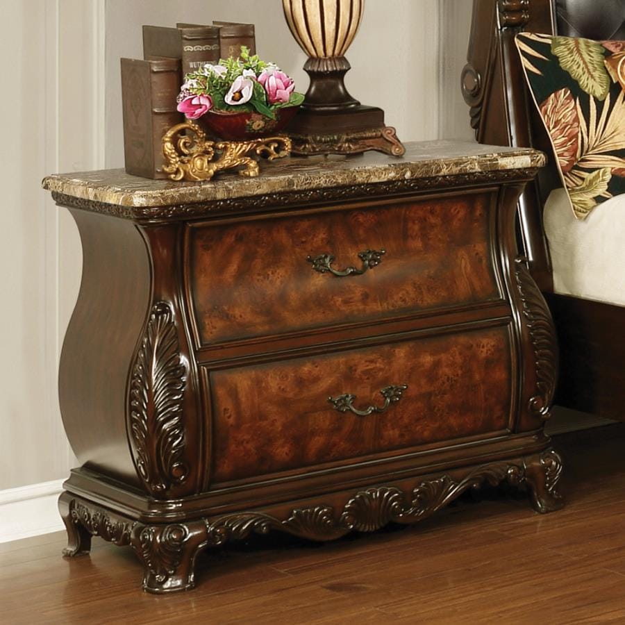 Exeter 2-drawer Nightstand Dark Burl