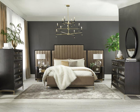 Formosa 4-piece Eastern King Platform Bedroom Set with Oval Nightstand Camel