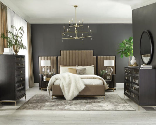 Formosa 5-piece Queen Platform Bedroom Set with 3-drawer Nightstand Camel