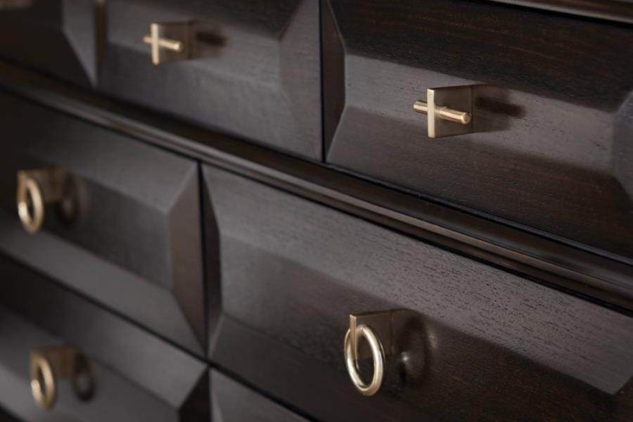 Formosa 9-drawer Dresser Americano and Rose Brass