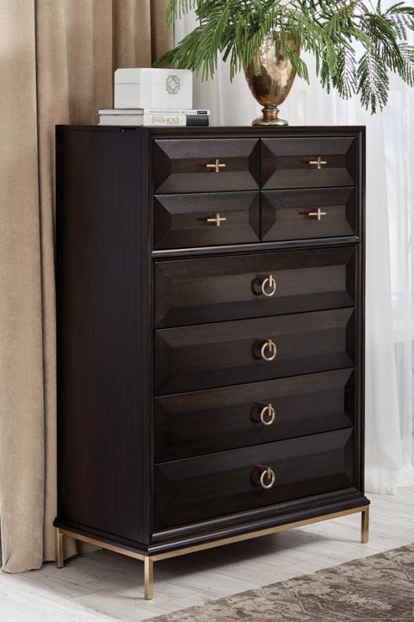 Formosa 8-drawer Chest Americano and Rose Brass