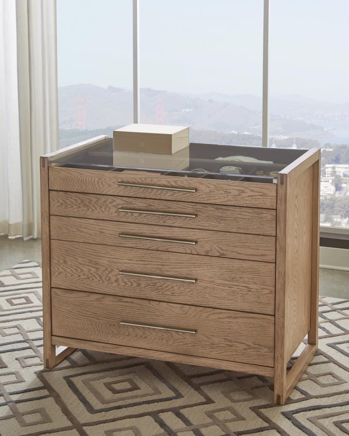 Smithson 5-drawer Rectangular Floating Chest Grey Oak