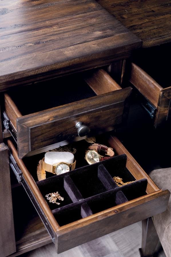 Avenue 3-drawer Vanity Desk Weathered Burnished Brown