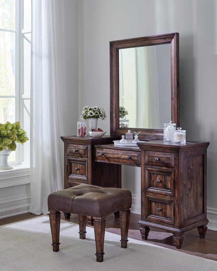 Avenue 3-drawer Vanity Desk Weathered Burnished Brown