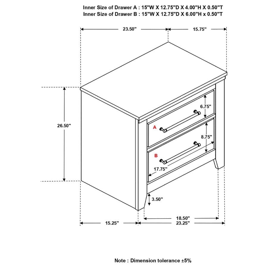 Ridgedale 2-drawer Nightstand Weathered Dark Brown