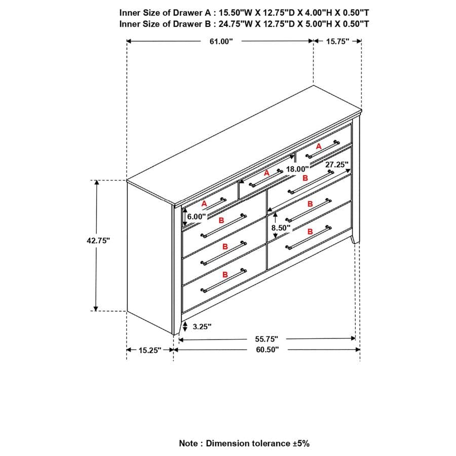 Ridgedale 9-drawer Dresser Weathered Dark Brown