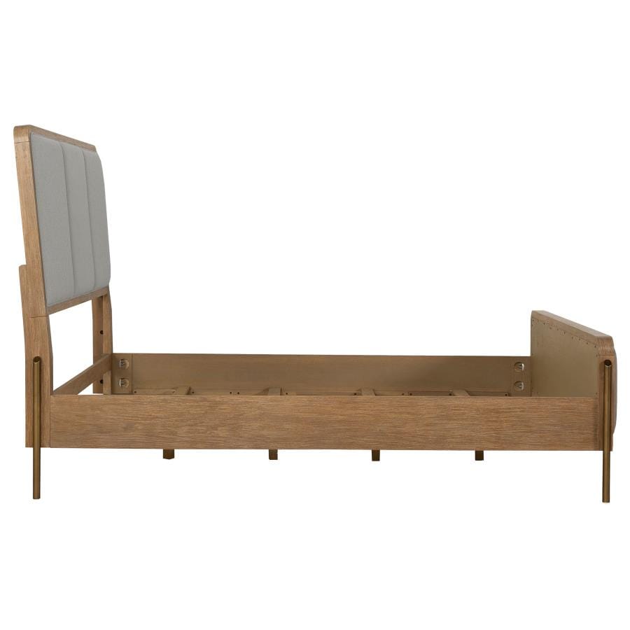 Arini Upholstered Eastern King Panel Bed Sand Wash and Grey