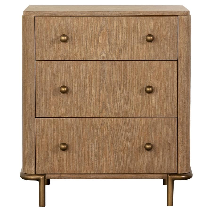 Arini 3-drawer Nightstand with Dual USB Ports Sand Wash