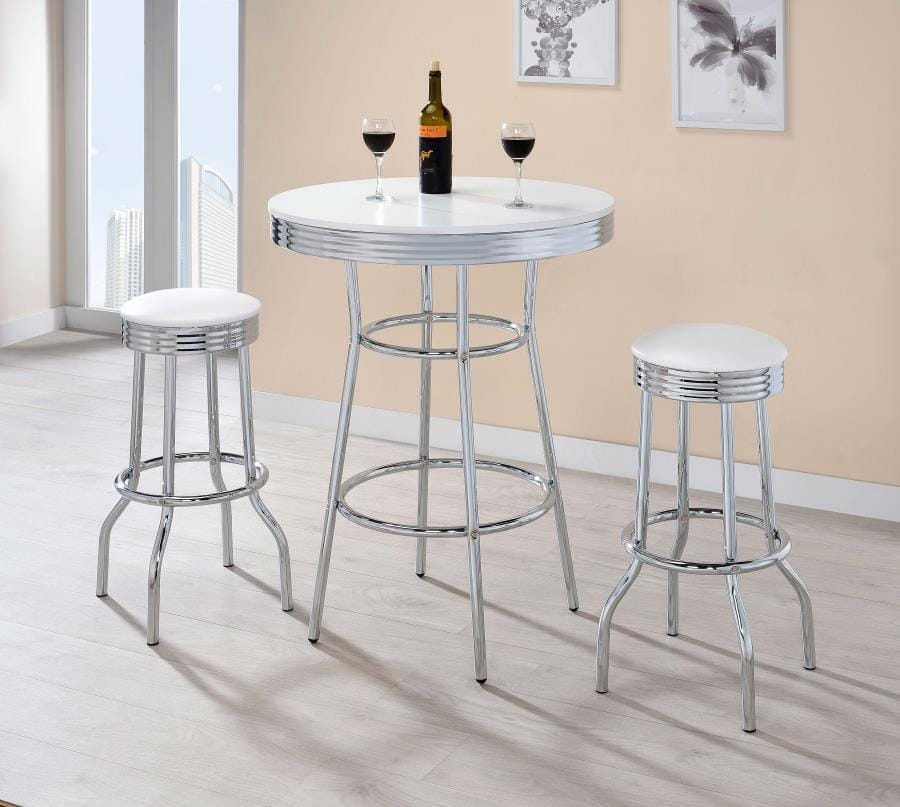 Theodore Upholstered Top Bar Stools White and Chrome (Set of 2)