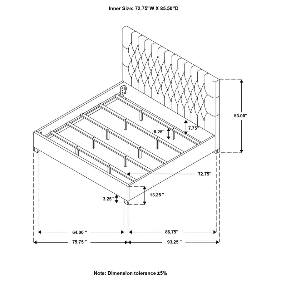 Chloe Tufted Upholstered California King Bed Oatmeal