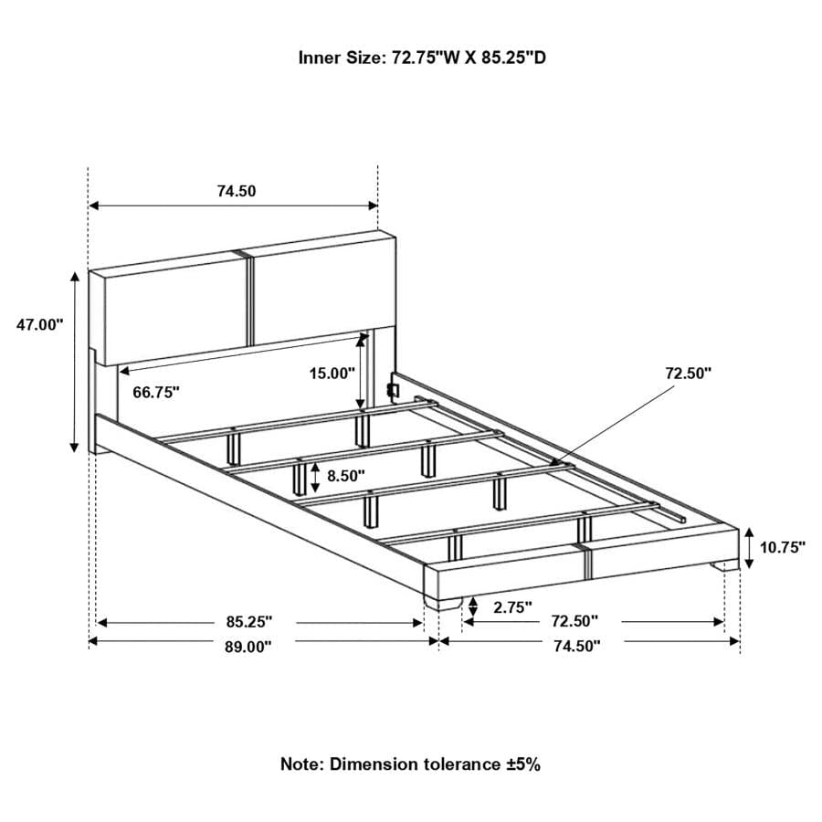 Conner California King Upholstered Panel Bed Black
