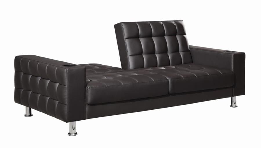 Pacheco Adjustable Sofa Bed with Cup Holders Dark Brown