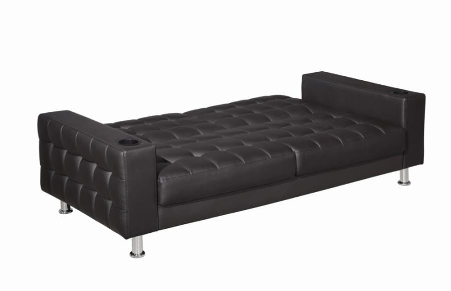 Pacheco Adjustable Sofa Bed with Cup Holders Dark Brown