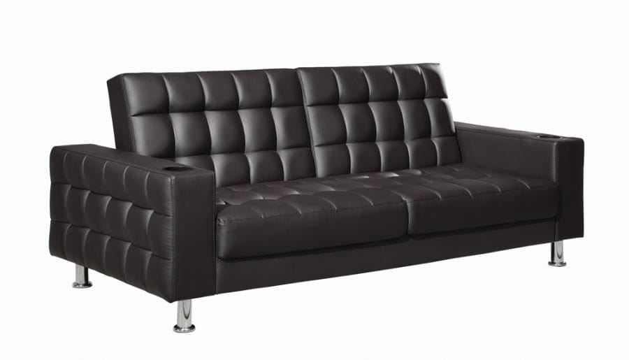 Pacheco Adjustable Sofa Bed with Cup Holders Dark Brown