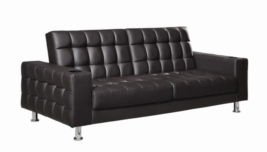 Pacheco Adjustable Sofa Bed with Cup Holders Dark Brown