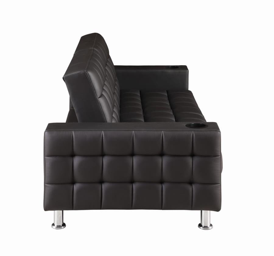 Pacheco Adjustable Sofa Bed with Cup Holders Dark Brown