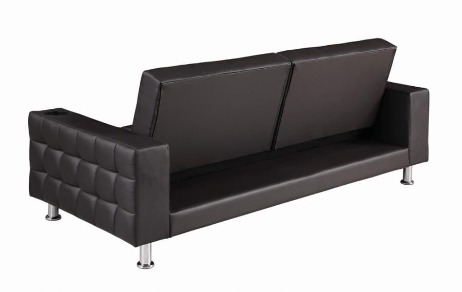 Pacheco Adjustable Sofa Bed with Cup Holders Dark Brown