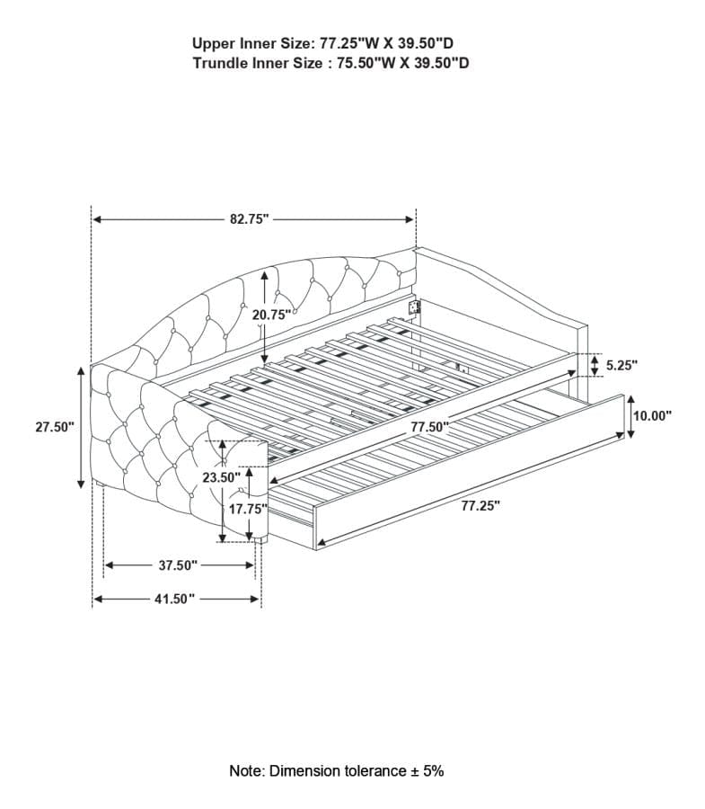 Sadie Upholstered Twin Daybed with Trundle