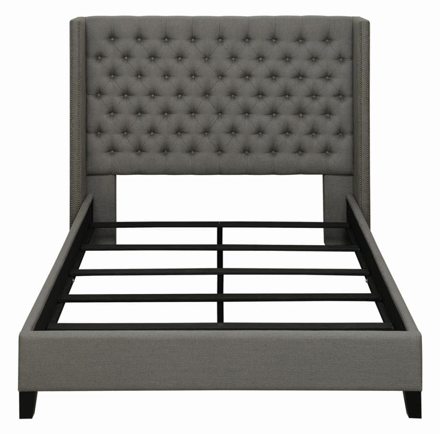 Bancroft Demi-wing Upholstered Queen Bed Grey