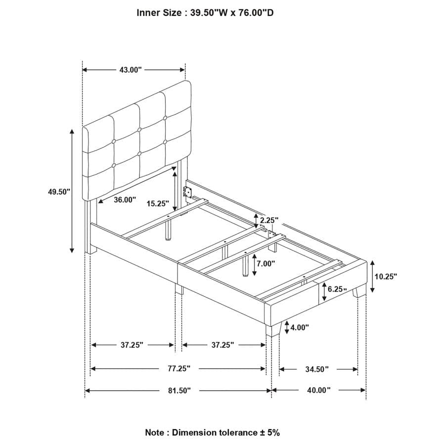 Mapes Tufted Upholstered Twin Bed Charcoal