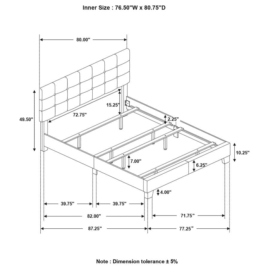 Mapes Tufted Upholstered Eastern King Bed Grey