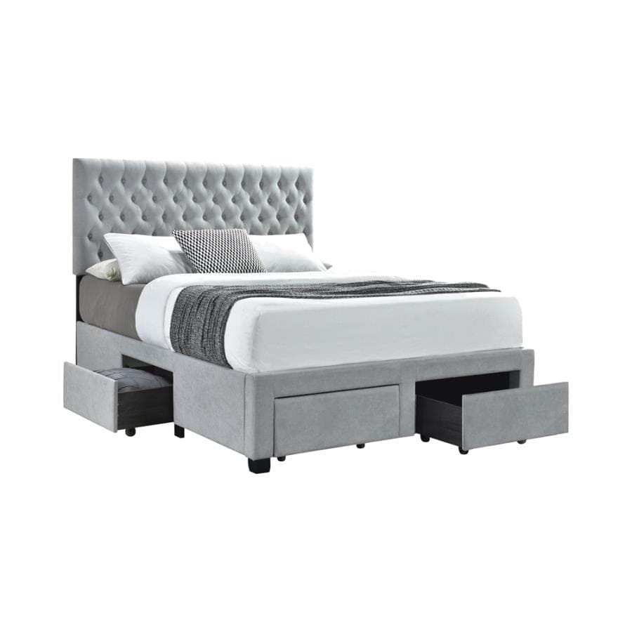 Soledad Full 4-drawer Button Tufted Storage Bed Beige