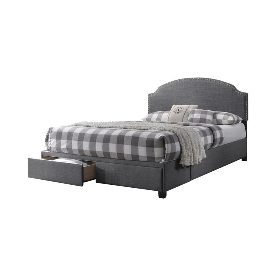 Niland Queen 2-drawer Upholstered Storage Bed Charcoal