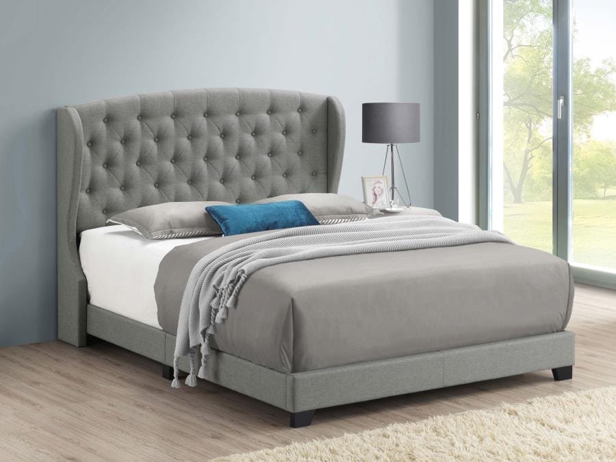 Krome Full Upholstered Bed with Demi-wing Headboard Smoke