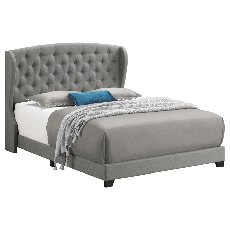 Krome Full Upholstered Bed with Demi-wing Headboard Smoke